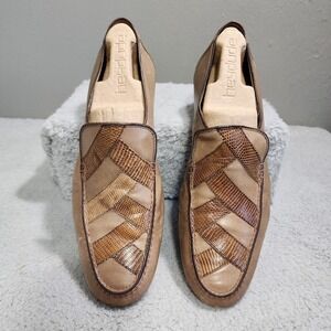 Bruno Magli Shoes Mens 9 M Brown Leather Snake Skin Loafer Made in‎ Italy